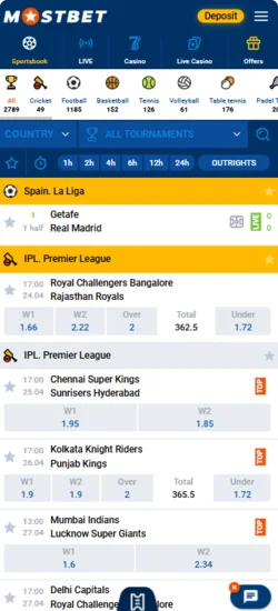 Mostbet app sportsbook